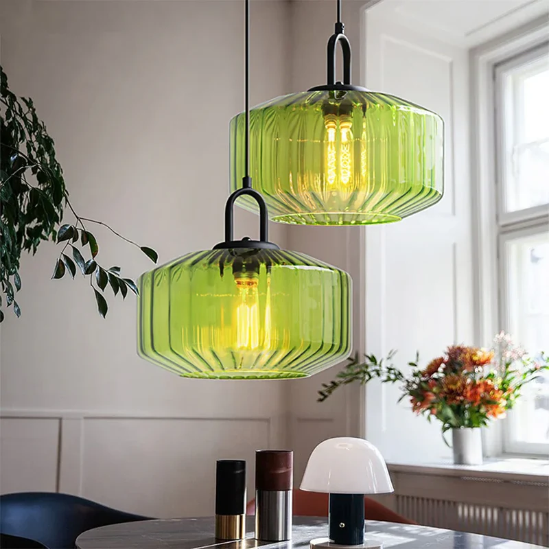 Hanglamp Geblazen Glas Gestreept Vintage Minimalistisch LED Eetkamer Woonkamer Slaapkamer | Sansoti