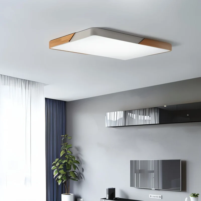 LED plafondlamp hout metaal rond modern minimalistisch wit woonkamer slaapkamer kantoor plafondverlichting energiezuinig | Sansoti