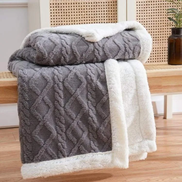 Duvet Sherpa Verzwaringsdeken 150x200cm Grijs Tweepersoons Warm Fleece Deken Bedsprei Zwaartedeken Winter Slaapkamer | Sansoti