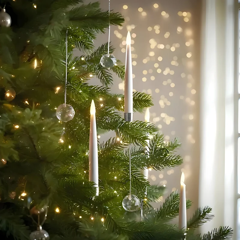 Veilige LED Kerstboomkaarsen met Afstandsbediening Flakkerend Licht Decoratieve Batterij Verlichting Warm Wit Dimbaar Timer Kerstdecoratie | Sansoti