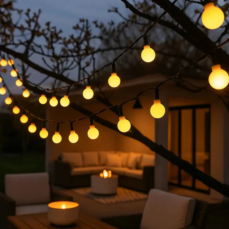 Solar LED Tuinverlichting Snoer Weerbestendig Meerkleurig Buiten Automatische Schemersensor Terras Decoratie | Sansoti