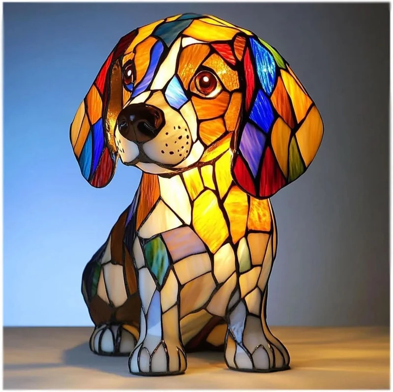 Sfeervolle LED Nachtlamp Hond – Dierenlamp met Warm Licht – USB Bediening – 15 cm Decoratief Hondenrassenlamp voor Kinderkamer Nachtkastje | Sansoti