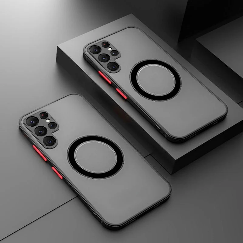 Magnetische Schokbestendige Smartphone Hoes - Transparant Beschermend Hoesje met Metalen Frame - Voor Samsung Galaxy Serie | Sansoti