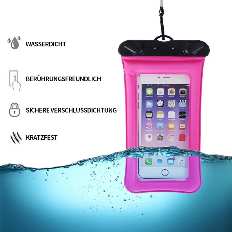Waterdichte Drijvende Smartphonehoes – Touwtje – Universeel – Bescherming tot 30m Diepte – Zwemmen Snorkelen Strand – Geel Roze Oranje Blauw Groen | Sansoti