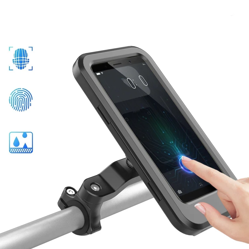 Waterdichte Telefoonhouder voor Fiets met 15W Draadloze Powerbank Zwart | Sansoti