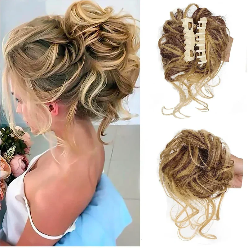 Haarknot met Krullen – Synthetisch Haar – Clip-On Knot – Volumineus – Verschillende Kleuren | Sansoti