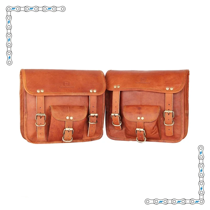 eBike Honey Leather Vintage Saddle Bags for ebike