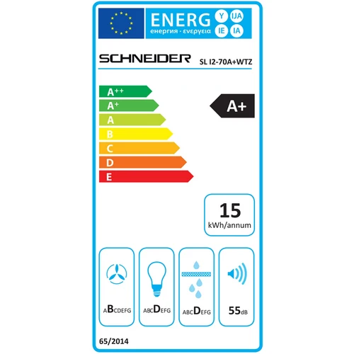 Schneider I2-70A+WTZ vrijhangende eiland afzuigkap