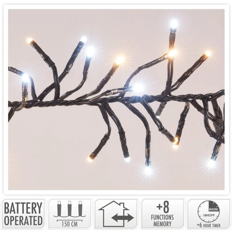 Clusterverlichting 192 Led - 1.4M - Two Tone Adorable - Batterij - Lichtfuncties - Geheugen - Timer