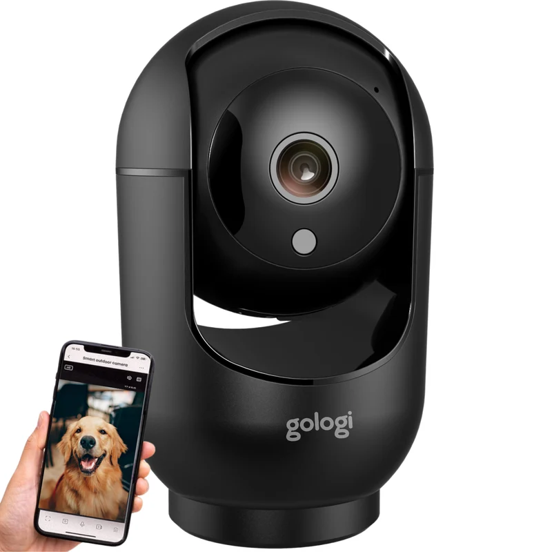 Gologi Huisdiercamera met App - 2K 4MP Ultra HD - Hondencamera - Pet camera - Beveiligingscamera Binnen - Security camera - Voor alle huisdieren - Met wifi - Zwart
