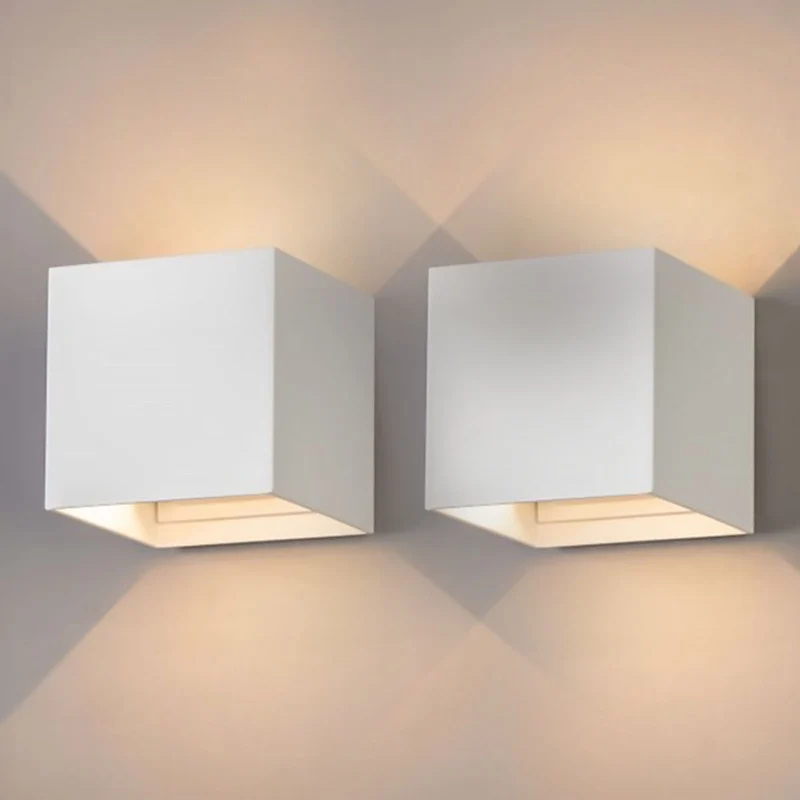 Goliving lamp – 2 stuks – Wandlamp Binnen en Buiten – Kubuslamp industrieel – Buitenlamp - Waterdichte LED-verlichting - Energiezuinig en roestvrij - 10x10x10 cm - Wit