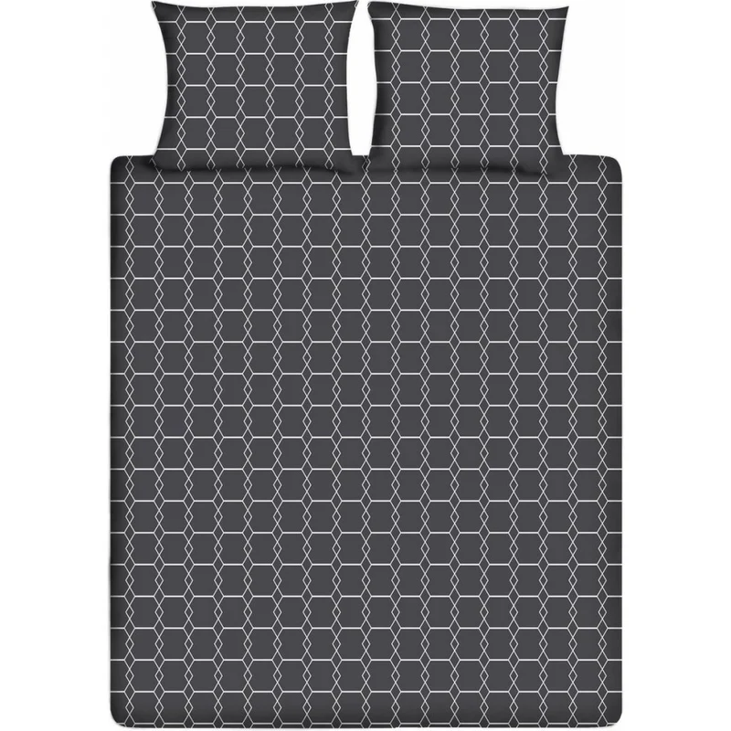 Ten Cate Katoenen Eenpersoons Dekbedovertrek 140X200/220 Cm Graphic Antraciet