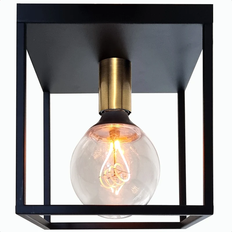 Goliving Plafondlamp Industrieel - E27 - Zwart en Goud
