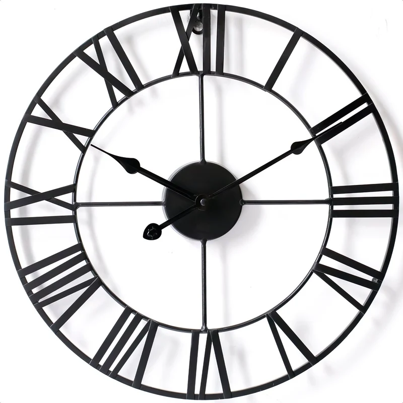 Wandklok Industrieel - Stil uurwerk - Moderne wandklok - Metaal - 40 cm - Zwart