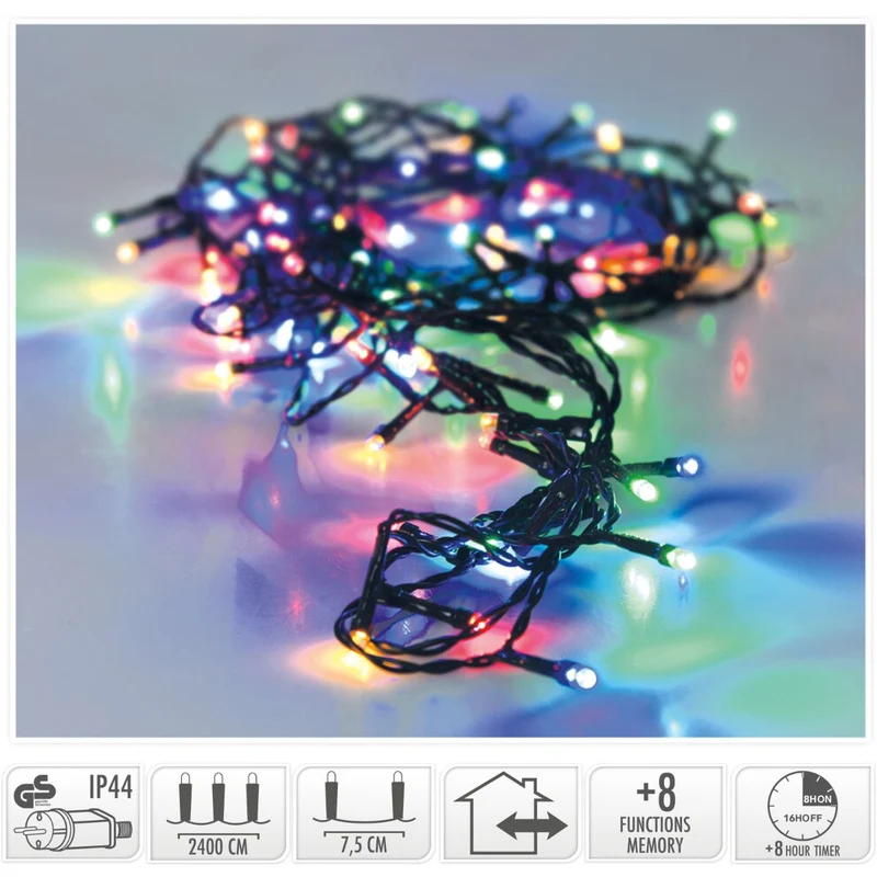 Kerstverlichting 320 Led- 24M - Multicolor - Timer - Lichtfuncties - Geheugen - Buiten
