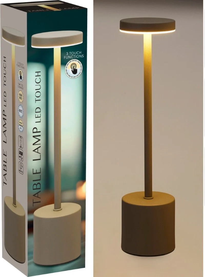 Tafellamp Taupe - 34Cm - Touchlamp - Dimbaar - Usb