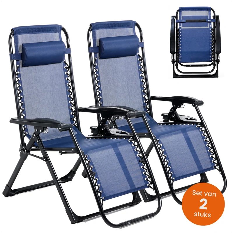 Goliving Opvouwbare Ligstoel - 2 Stuks - Blauw