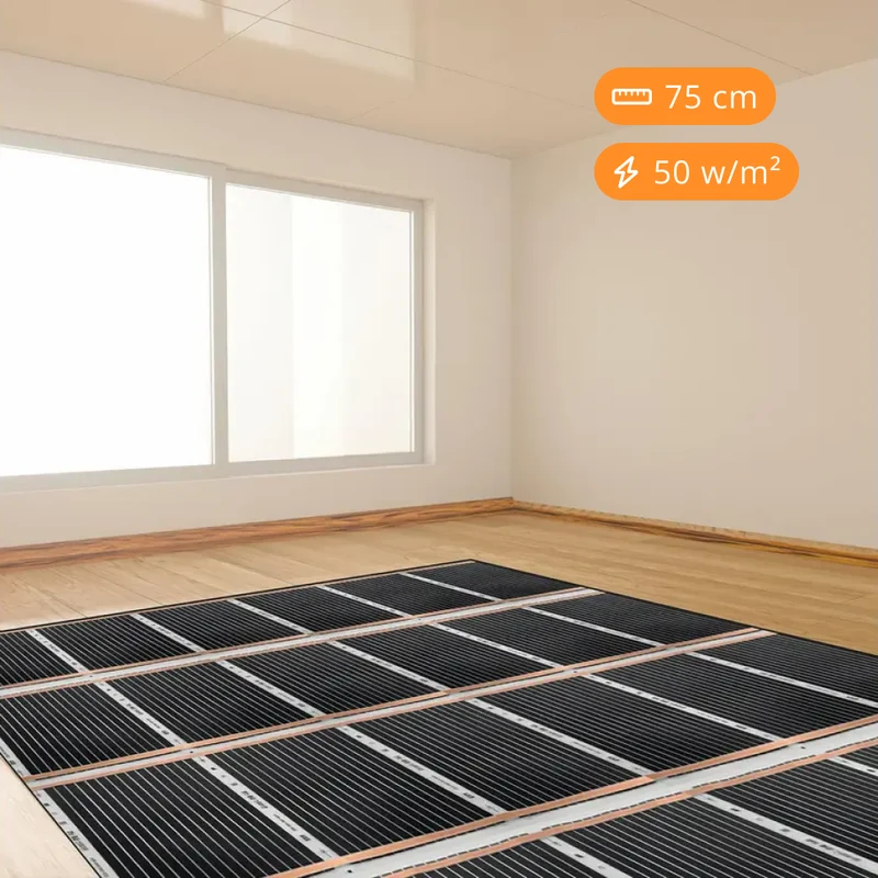 Infrarood vloerverwarmingsfolie, 75cm breed - 50w/m2