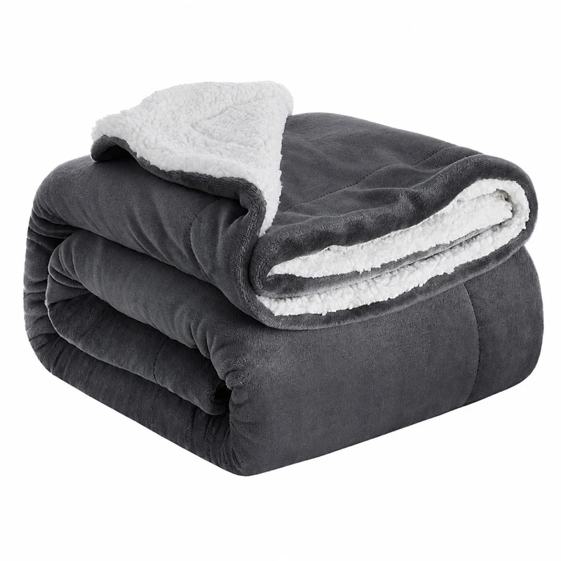 Ceruzo Sherpa Fleece Deken - 150X200 Cm - Donker Grijs