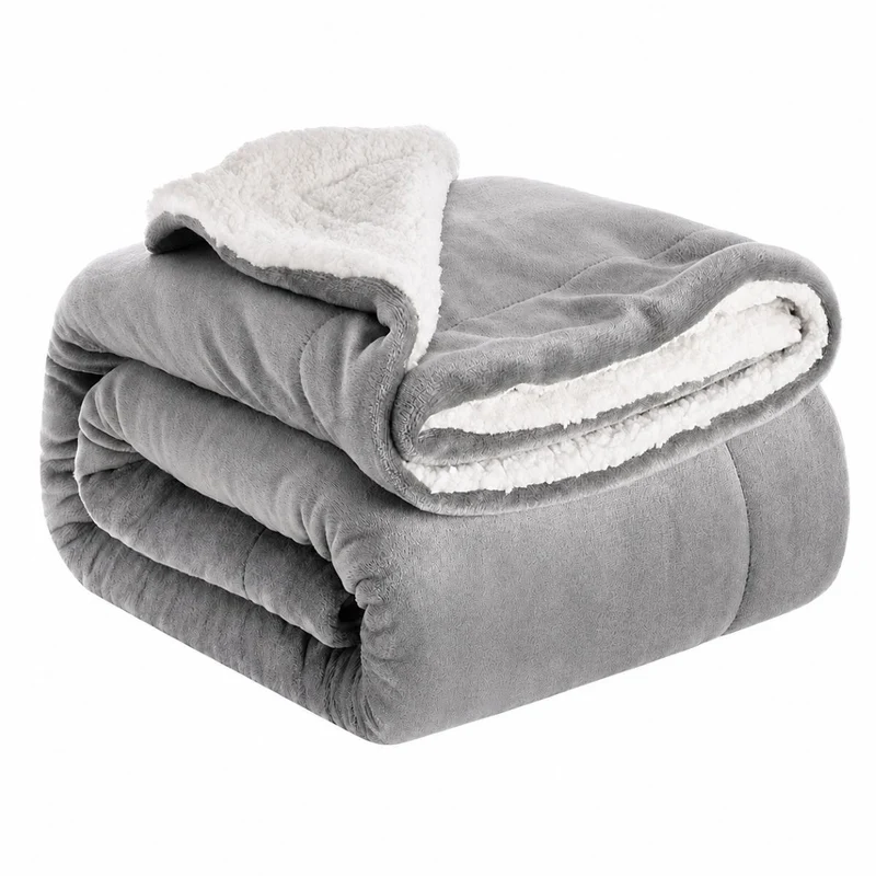 Ceruzo Sherpa Fleece Deken - 150X200 Cm - Licht Grijs