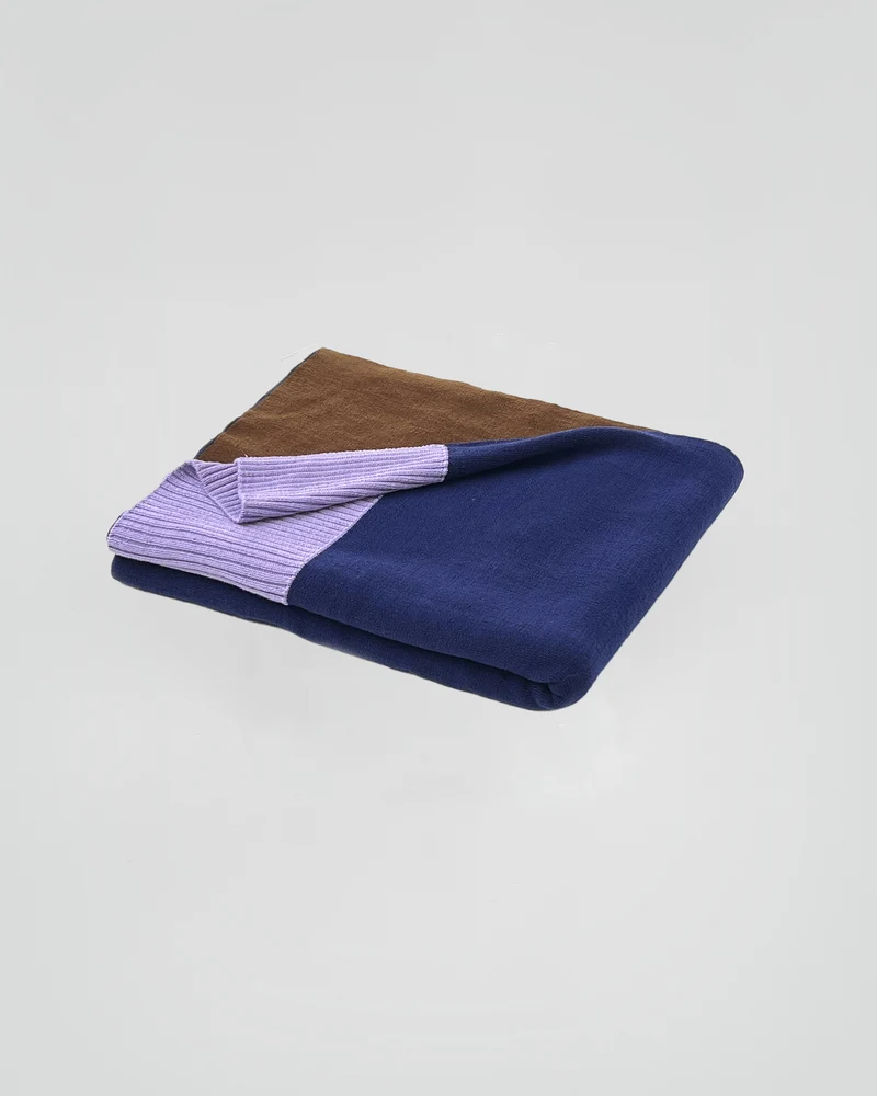 Merino Plaid Blue Brown Lilac