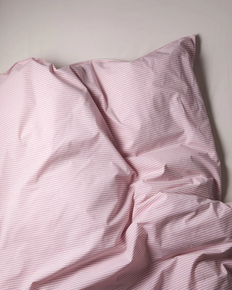Dekbedovertrek Katoen Streep Pink Ecru