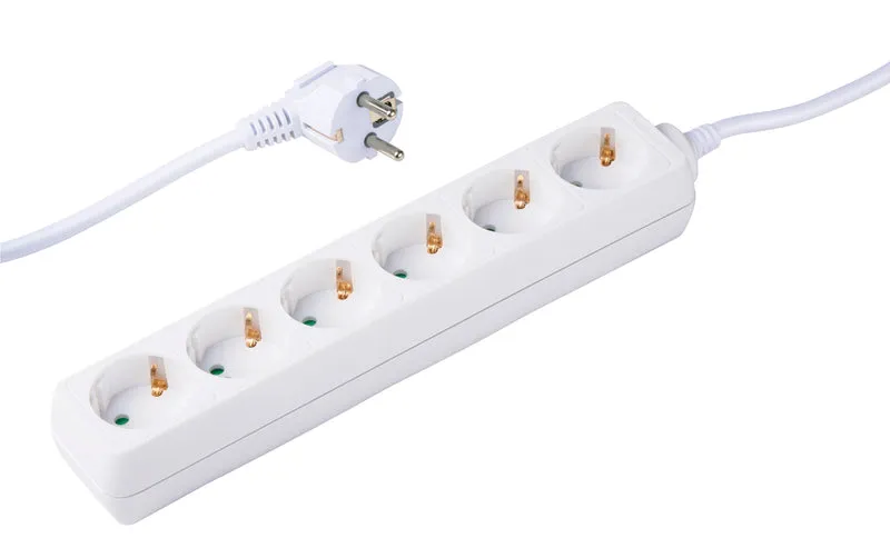 Socket 6 Way 3X1.5Mm 1.5M Wht